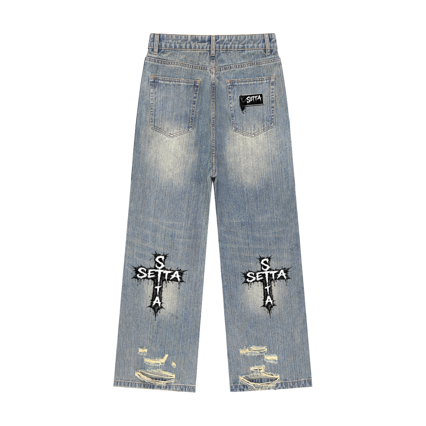 Vintage Wash Distressed Denim Jeans