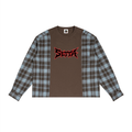 Unisex Plaid Panel Long Sleeve T-Shirt