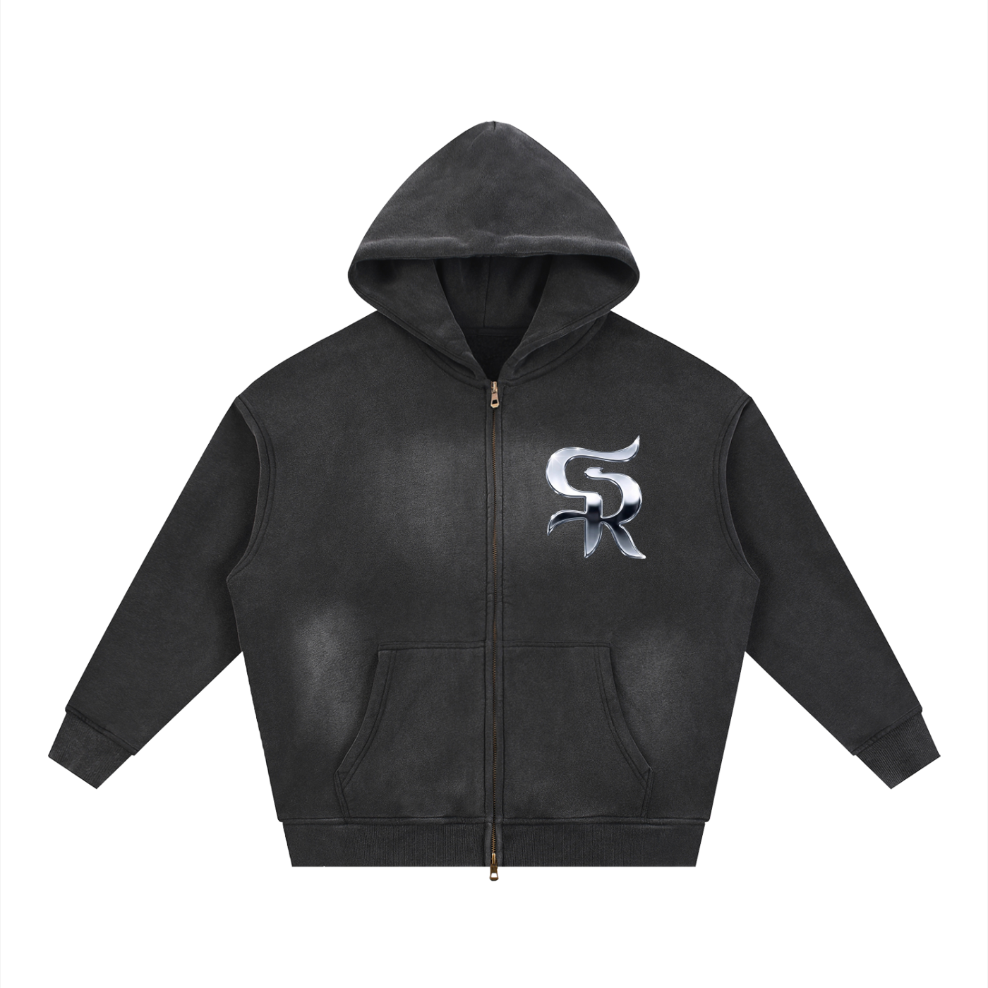 Sunfade Two-way Zipper Boxy Fleece Hoodie