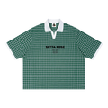 Unisex Boxy Plaid Color Block Polo Shirt