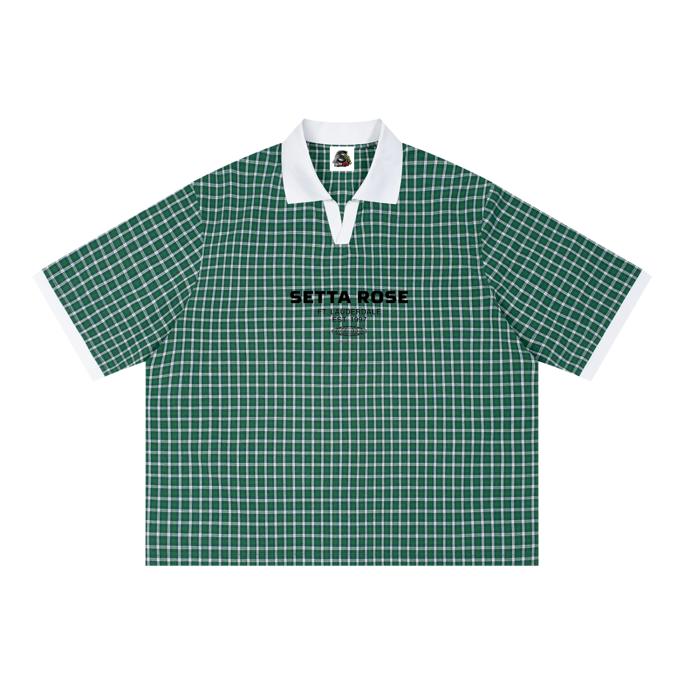 Unisex Boxy Plaid Color Block Polo Shirt