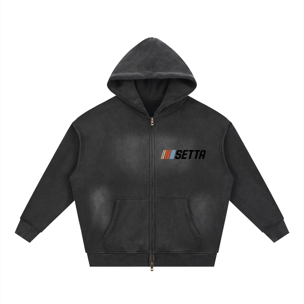 Sunfade Two-way Zipper Boxy Fleece Hoodie