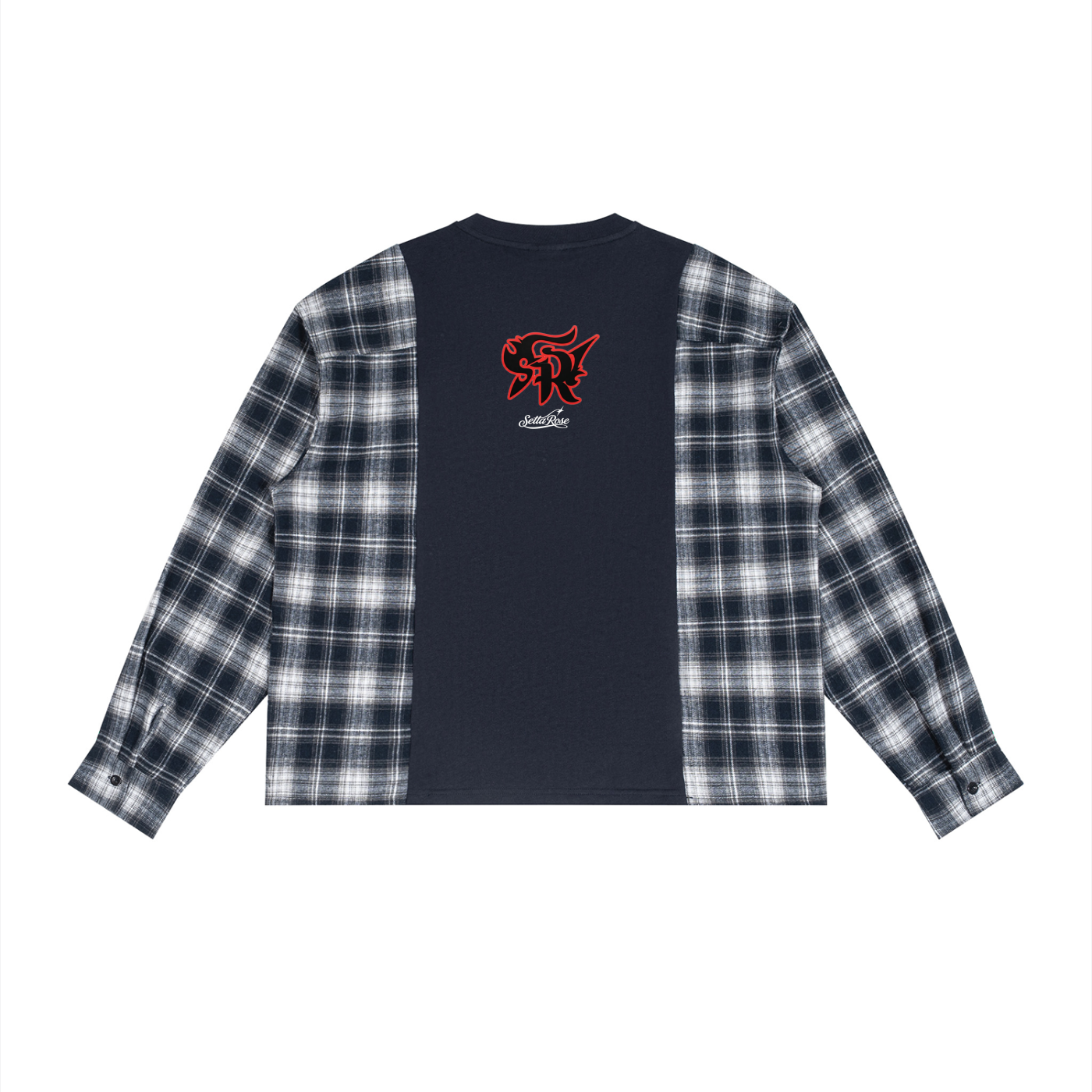 Unisex Plaid Panel Long Sleeve T-Shirt