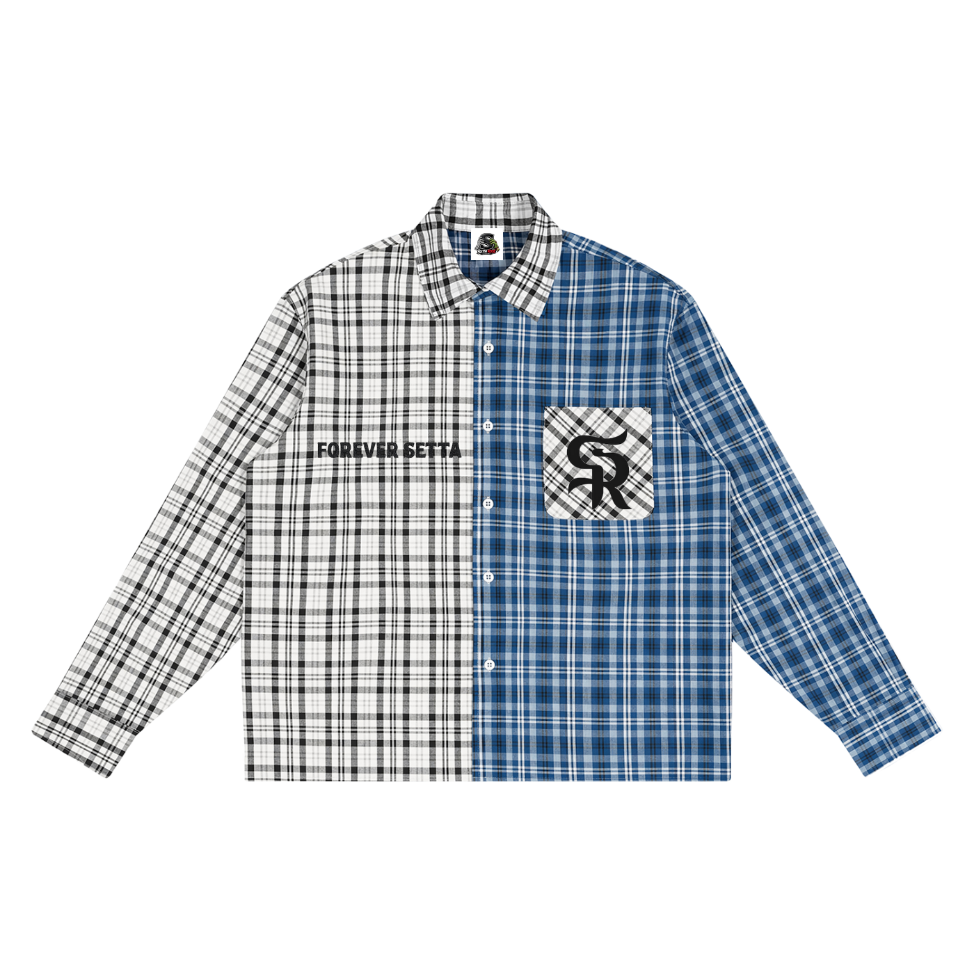 Unisex Oversized Plaid Color Block Shirt