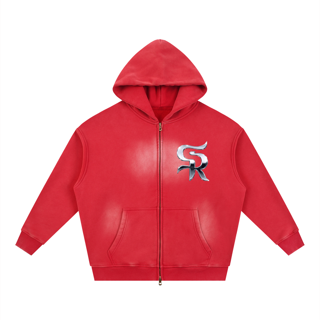 Sunfade Two-way Zipper Boxy Fleece Hoodie