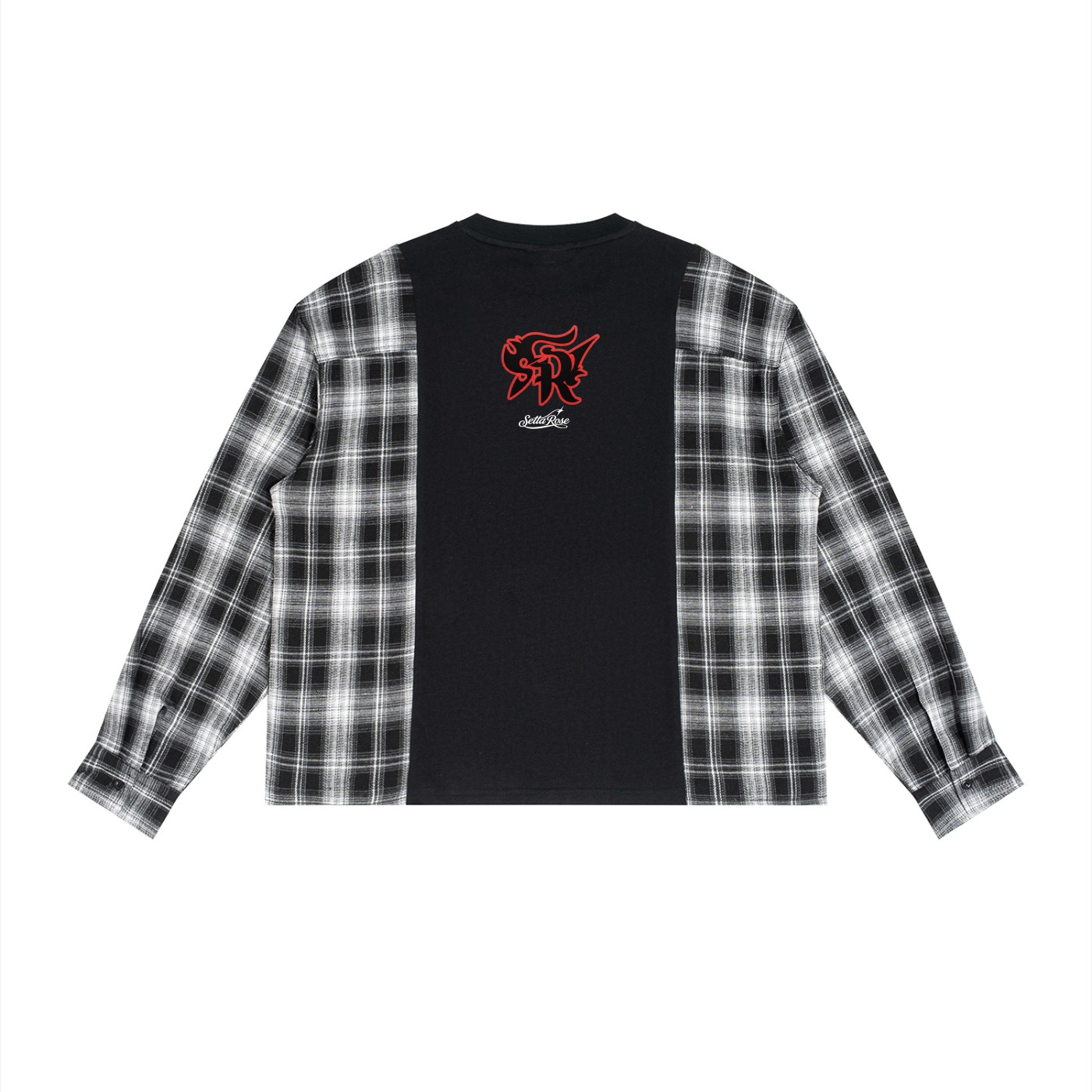 Unisex Plaid Panel Long Sleeve T-Shirt