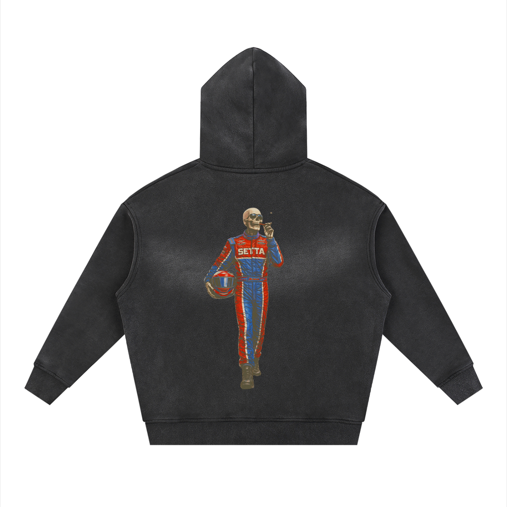 Sunfade Two-way Zipper Boxy Fleece Hoodie