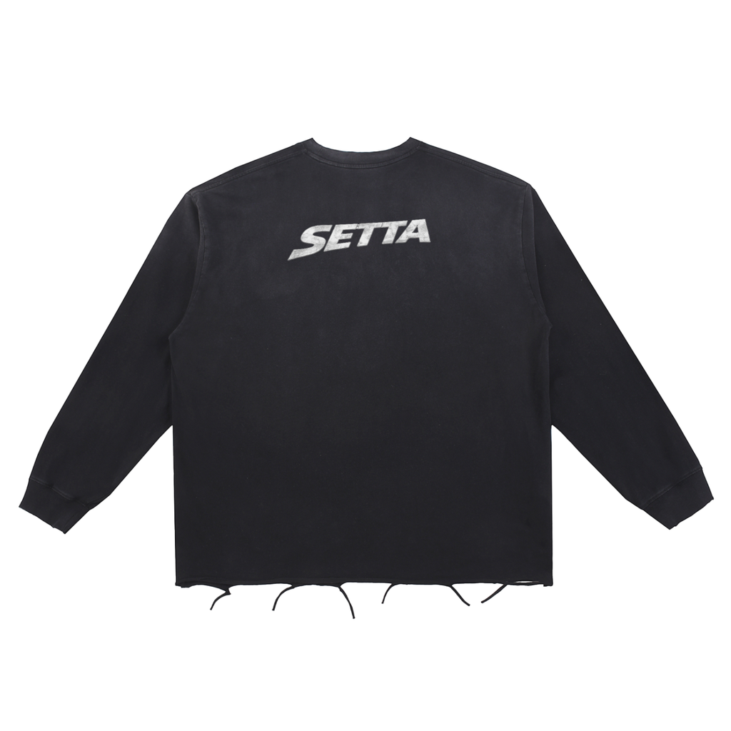 Snow Wash Raw Edge Cotton T-Shirt