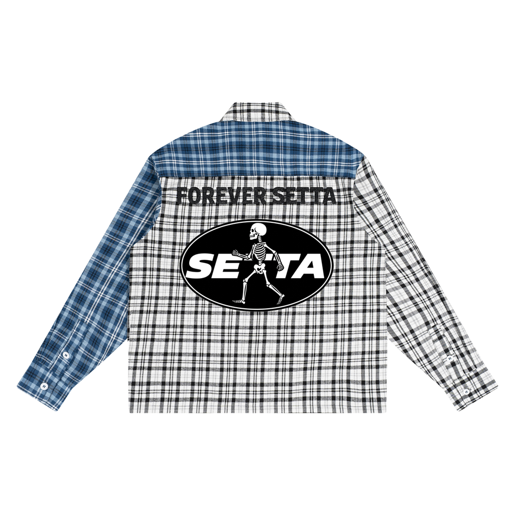 Unisex Oversized Plaid Color Block Shirt